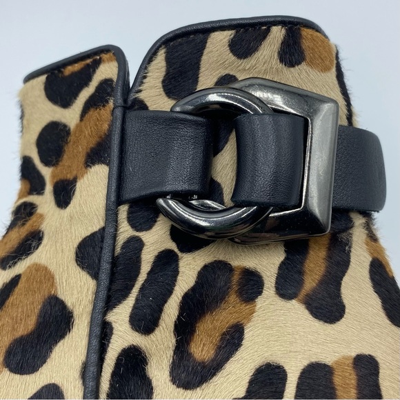 Aquatalia Faria Leopard Print Weatherproof Genuine Calf Hair Ankle Booties - Picture 9 of 14